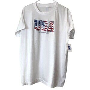 USA Made in America 2018 T Shirt Unisex Adult 2X White Patriotic USA Symbol NWT
